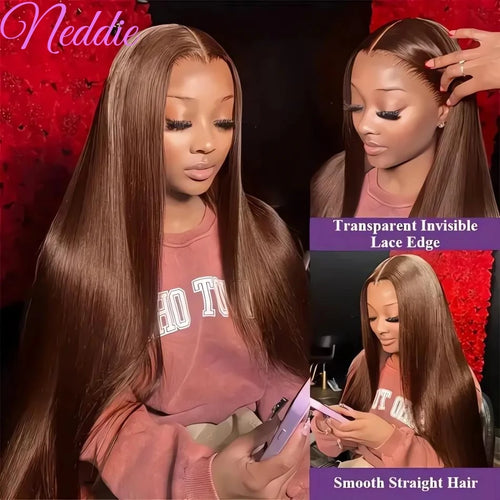 13X6 Chocolate Brown Lace Front Wigs 13X4 Bone Straight Human Hair 30 32 Inch Lace Frontal Colored Wig Brazilian For Women