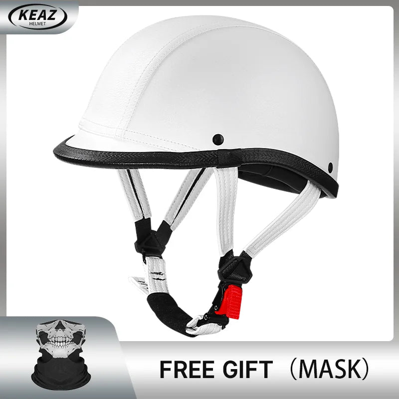 Newest Vintage Grey Motorcycle Helmet Motorcycle Ladle helmet Cruise Vintage Half Helmet German Leather Helmet Pedal Safety DOT