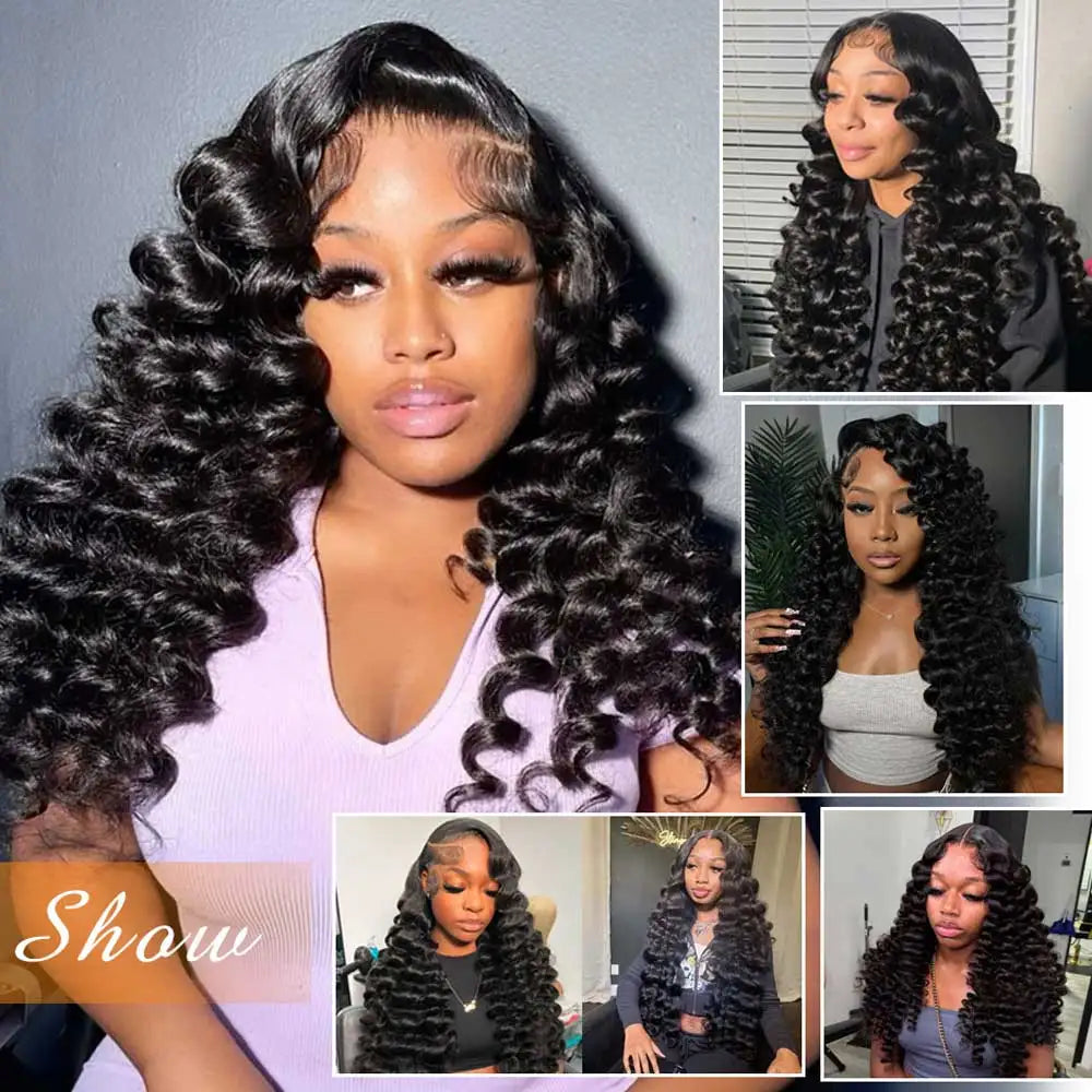 42 40 Inch Human Hair 13x6 13x4 HD Lace Frontal Wig Glueless Loose Deep Wave Curly Human Hair Full Lace Front Wig Preplucke