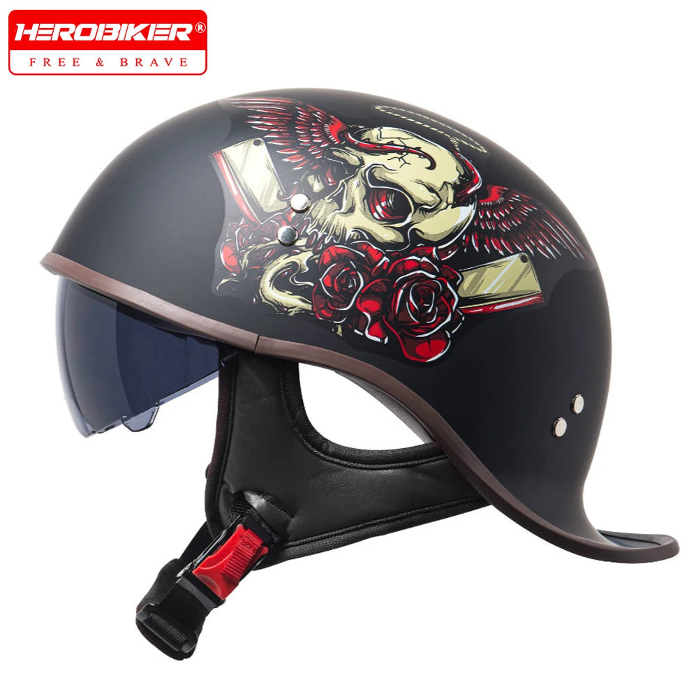 Retro Motorcycle Helmet Men Women Motorbike Half Helmet Riding Racing Moto Helmet DOT Certification Protection Vintage