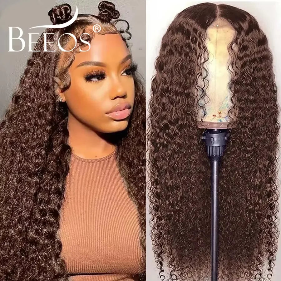 250% 13x6 Real HD Lace Frontal Human Hair Wigs Dark Brown Water Wave Wig Melt Skins Colored Pre Plucked For Women Brazilian Hair