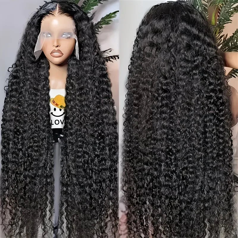 40 Inch Burmese Curly Kinky HD Lace Front Pre-Plucked 13x6 Full Lace Base & Spiral End Wig for Natural Volume Bouncing Curls