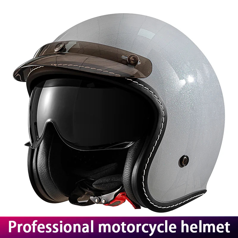 Retro Cruise Motorcycle Helmet Unisex Heavy Bike Riding Half Helmet Motorcycle 3/4 Helmet Vintage Style Cycling Protection