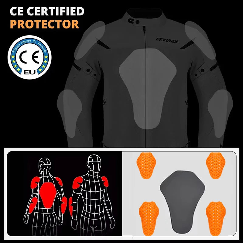 Motorcycle Jacket Anti-fall Breathable Summer Men Coat Moto Protective Gear Motorbike Riding Clothing Moto Jacket