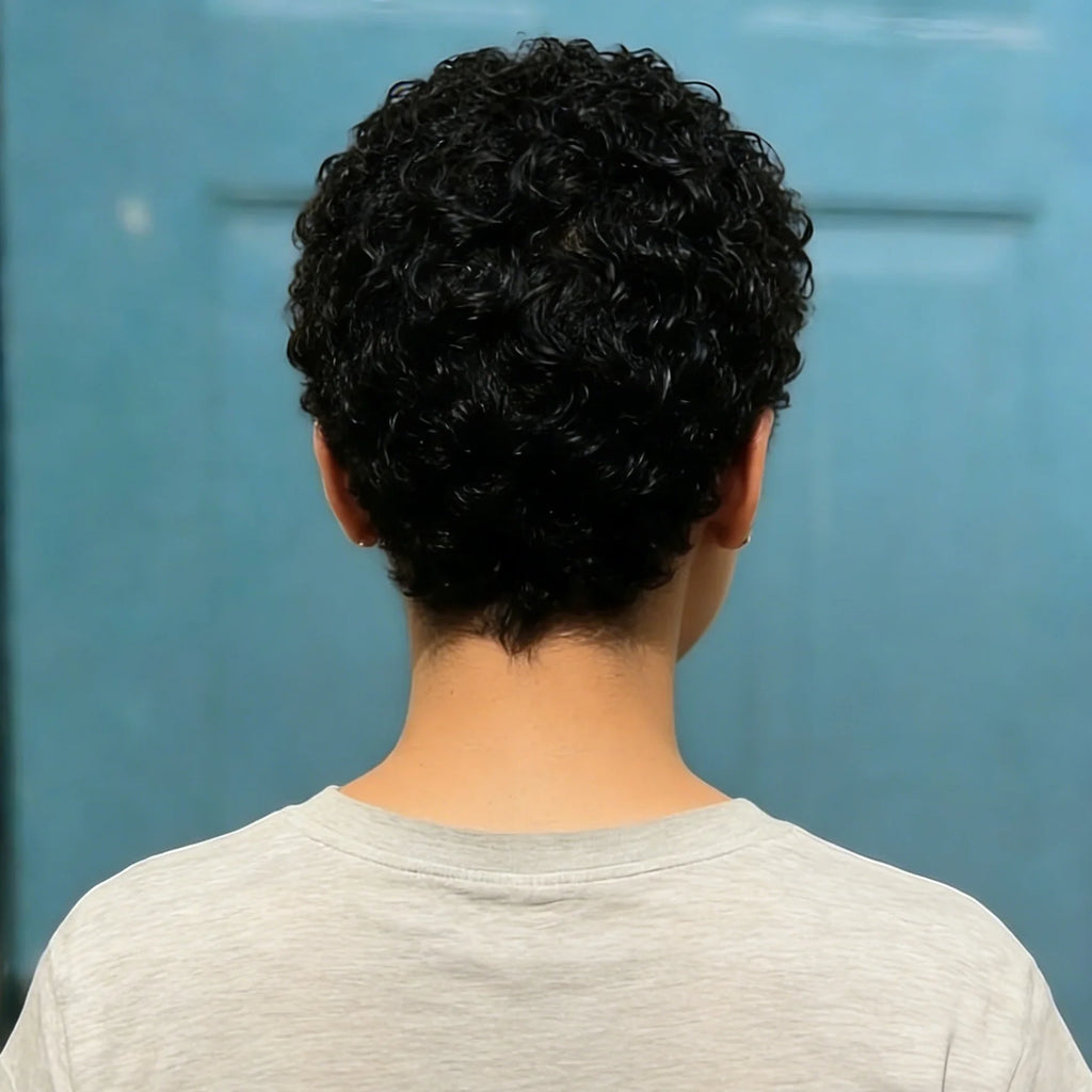 Brazilian Afro Kinky Curly Human Hair Wig Short Pixie Cut Full Machine-Made Wig for Women