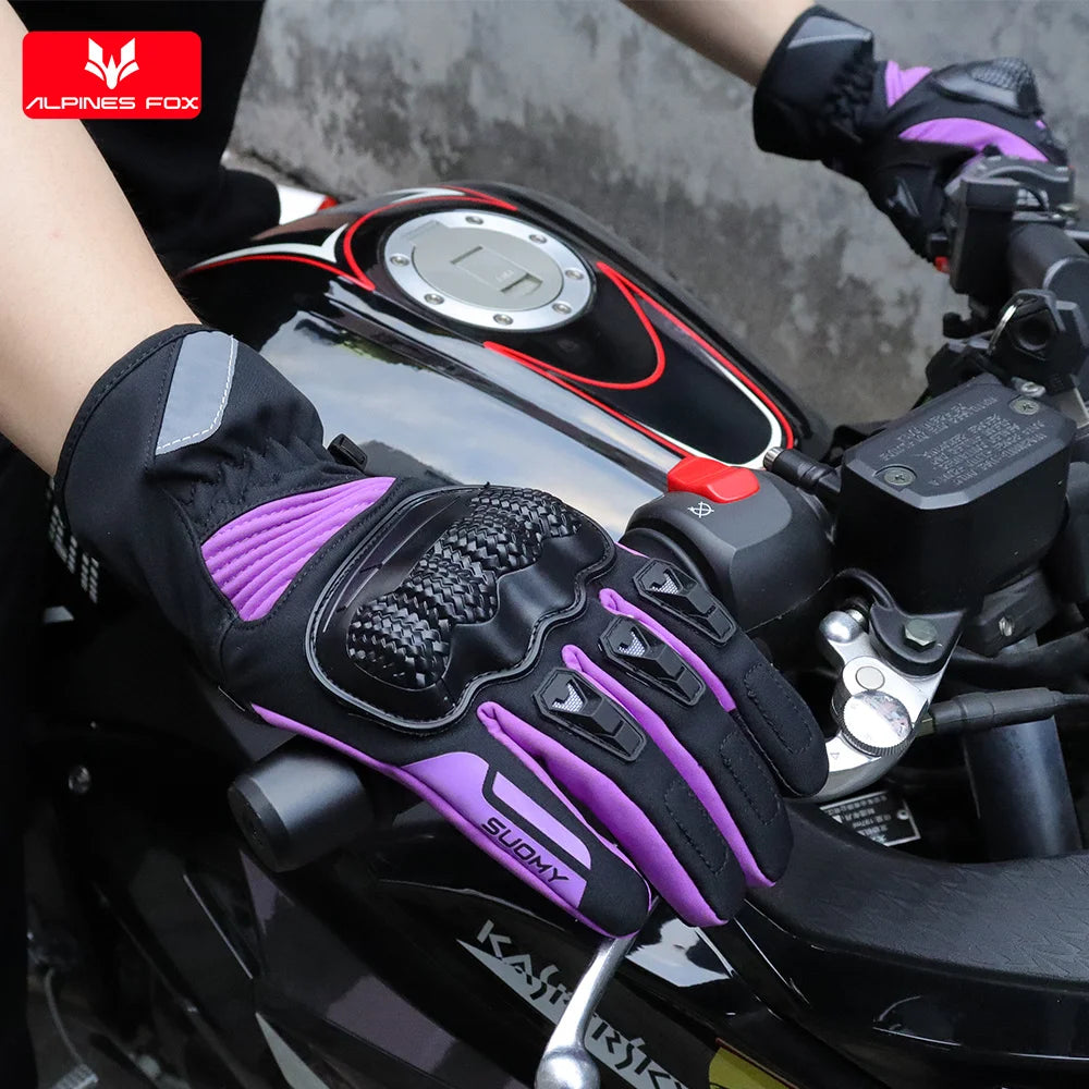 SUOMY Winter Motorcycle Gloves Windproof Waterproof Warm Motorbike Riding Gloves Women Lady Pink Motocross Guantes Touch Screen