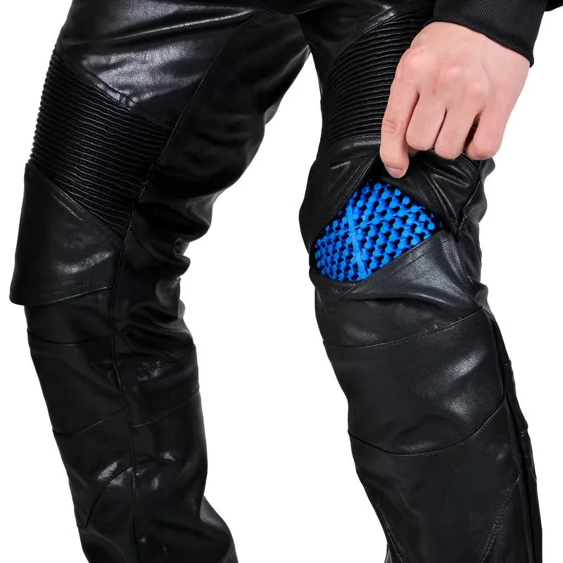 2024 Motocross Racing Pants PU Leather Biker Trousers Waterproof Windproof Men With 4X CE Knee Hip Pad Motorcycle Riding Jeans