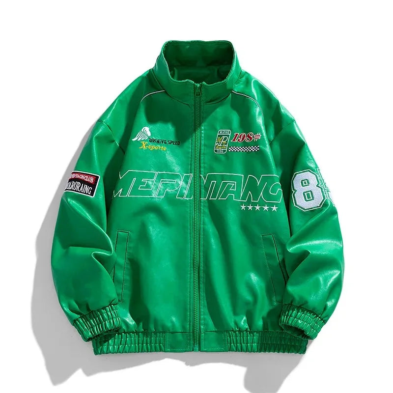Spring Autumn New Men's Motorcycle Wear Fashion Brand PU Leather Jacket Moto Bike Jackets Thin Fashion Coat Embroidery Hip Hop