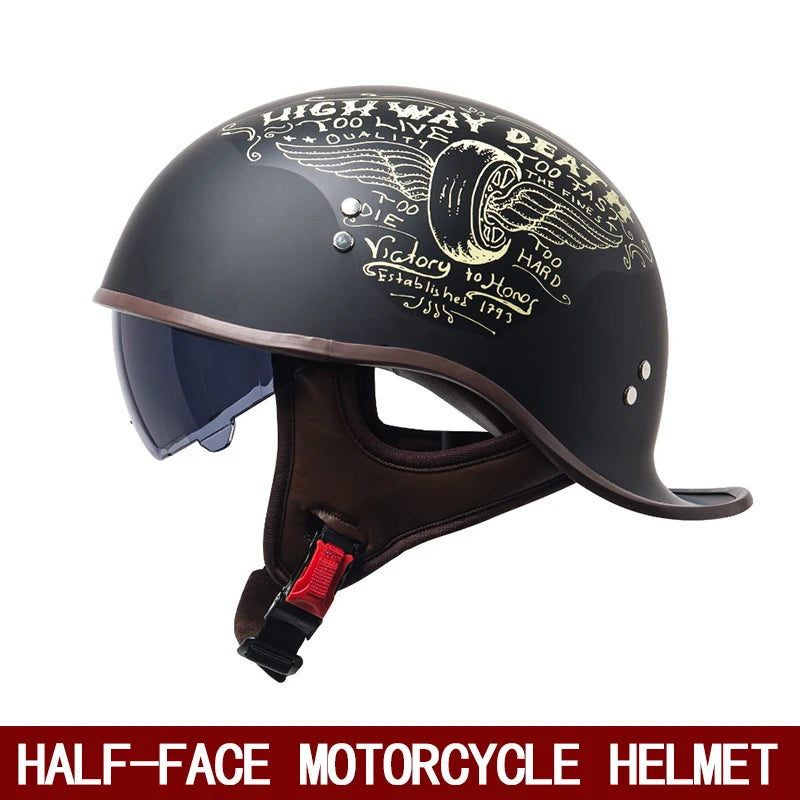Motorcycle helmet men's summer half helmet with internal mirror personalized floating helmet safety helmet