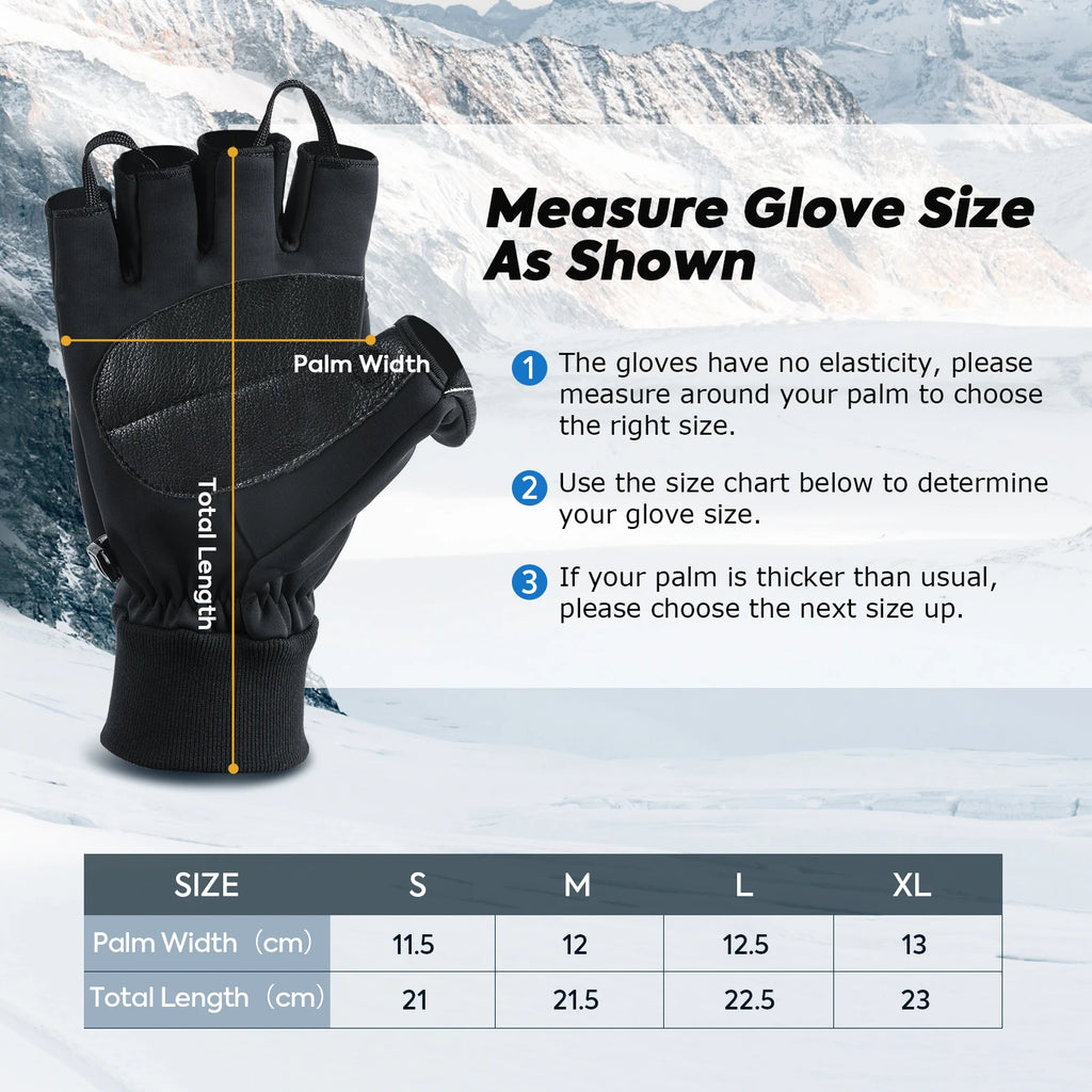 Goture Winter Fishing Gloves Windproof Water Proof Keep Warm Filp Gloves Waterproof Outdoor Bike Skiing Motorcycle Riding Gloves