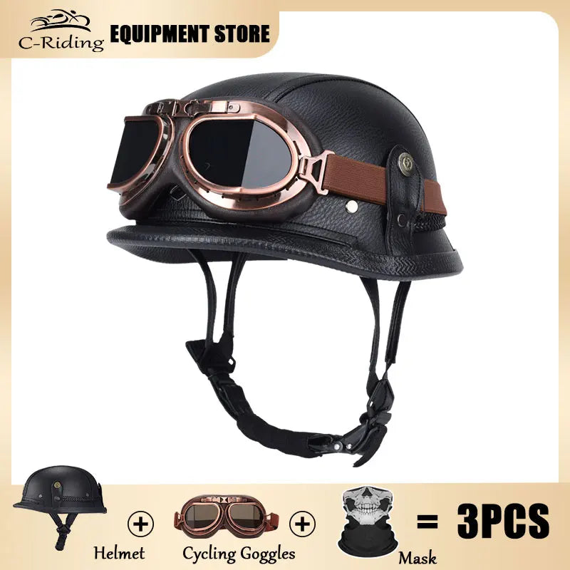 Motorbike Helmets Casco Moto Helmet Half Face Vintage Retro German Scooter Motorcycle Helmet Dot Approved Motorcycle Accessories