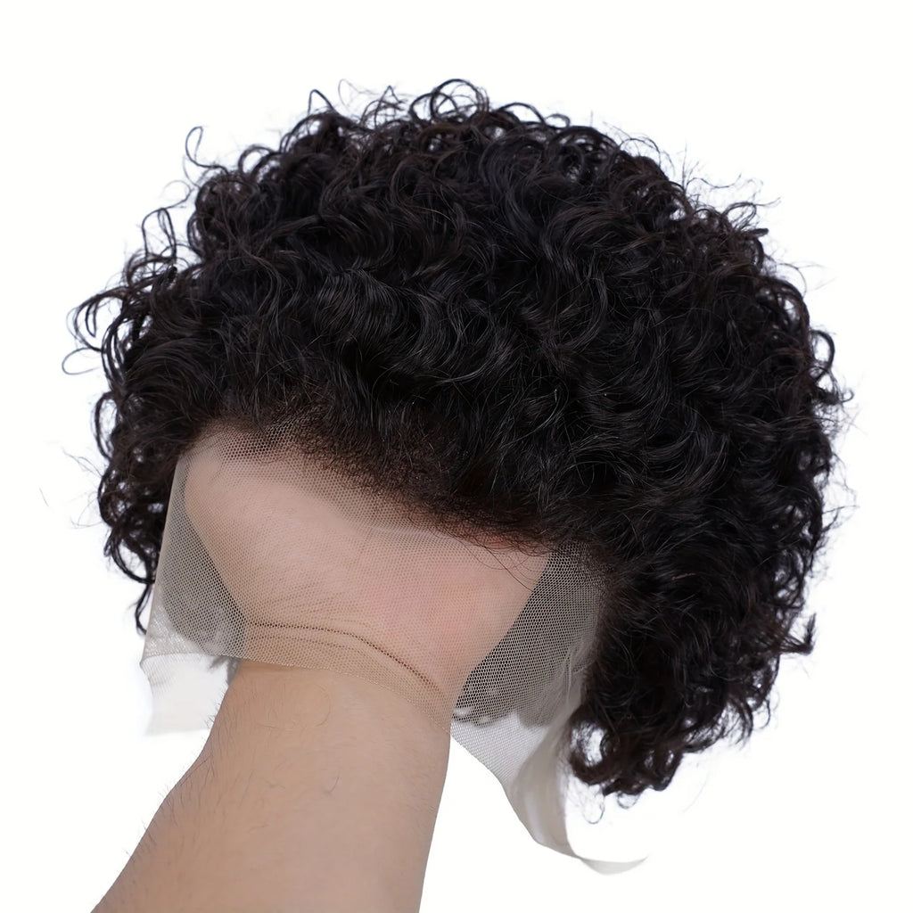 6 Inch Lace Front Pixie Cut Wig With Short Curly Human Hair Brazilian Pixie Cut Wig Human Hair Wig 13X1 Lace Front Wig