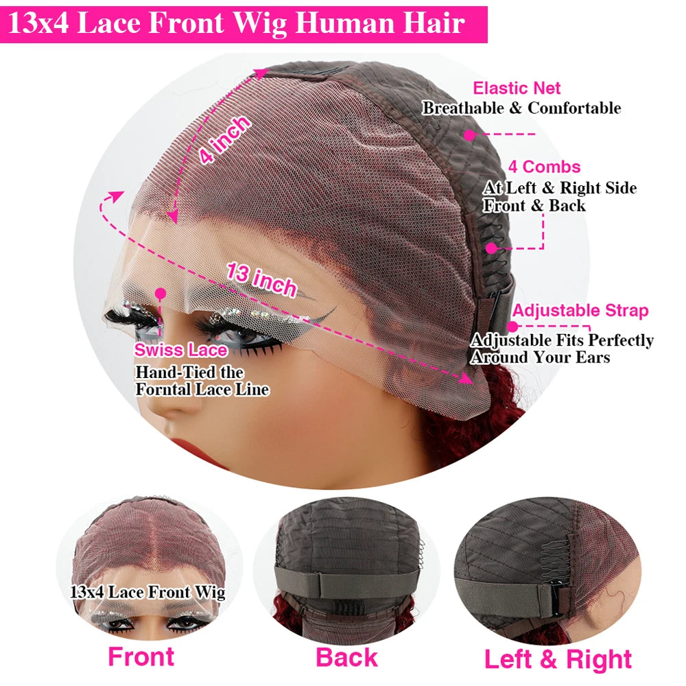 13x6 Chocolate Brown Body Wave Lace Front Wig Transparent Lace Frontal Wig Human Hair Preplucked Colored Human Hair Wigs 200%