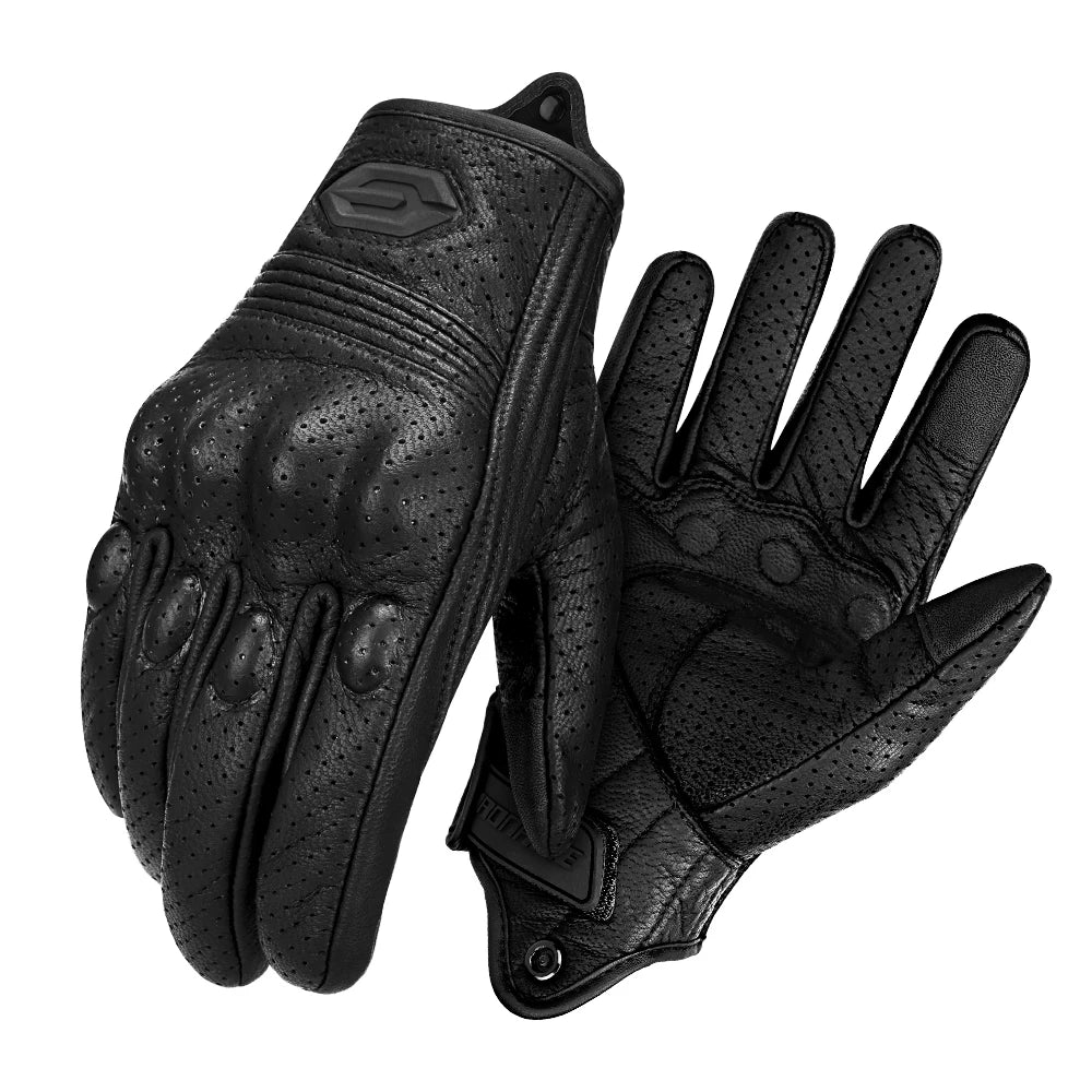 Motorcycle Gloves Summer Breathable Leather Motocross Gloves Men Retro Biker Cycling Gloves Touch Screen Motorbike Riding Gloves