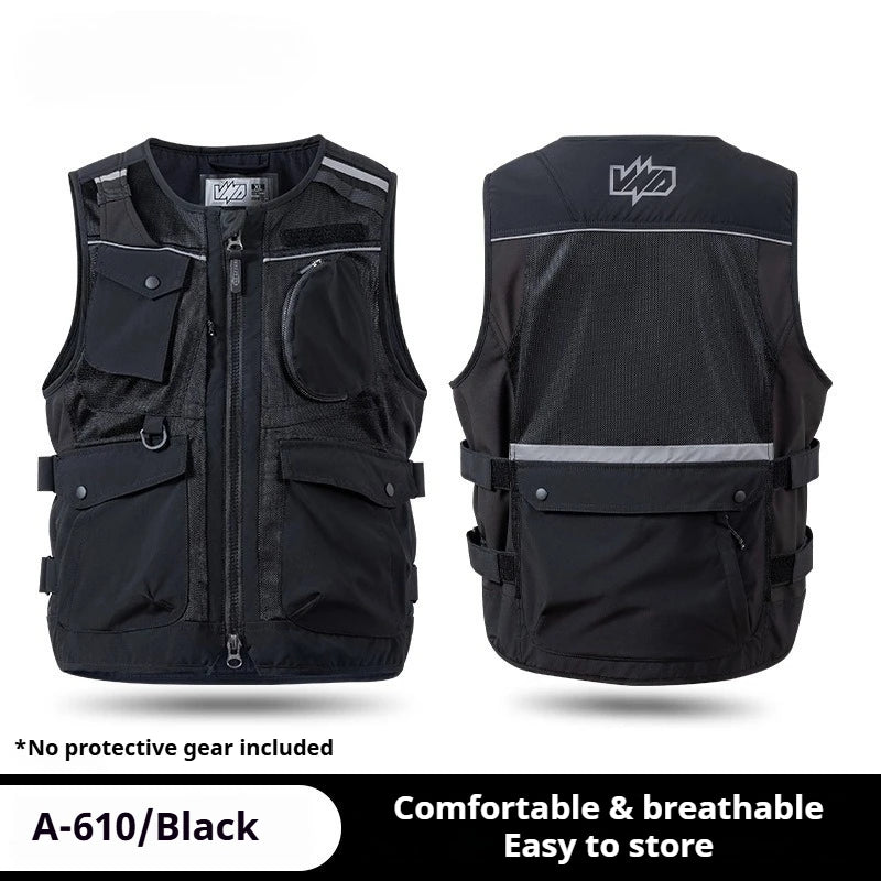 Reflective Safety Vest Motorcycle Riding High Visibility Breathable Wear-resistant Night Reflective Vest Motorbike Travel Gear