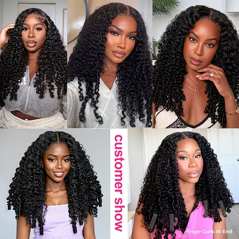 40 Inch Burmese Curly Kinky HD Lace Front Pre-Plucked 13x6 Full Lace Base & Spiral End Wig for Natural Volume Bouncing Curls