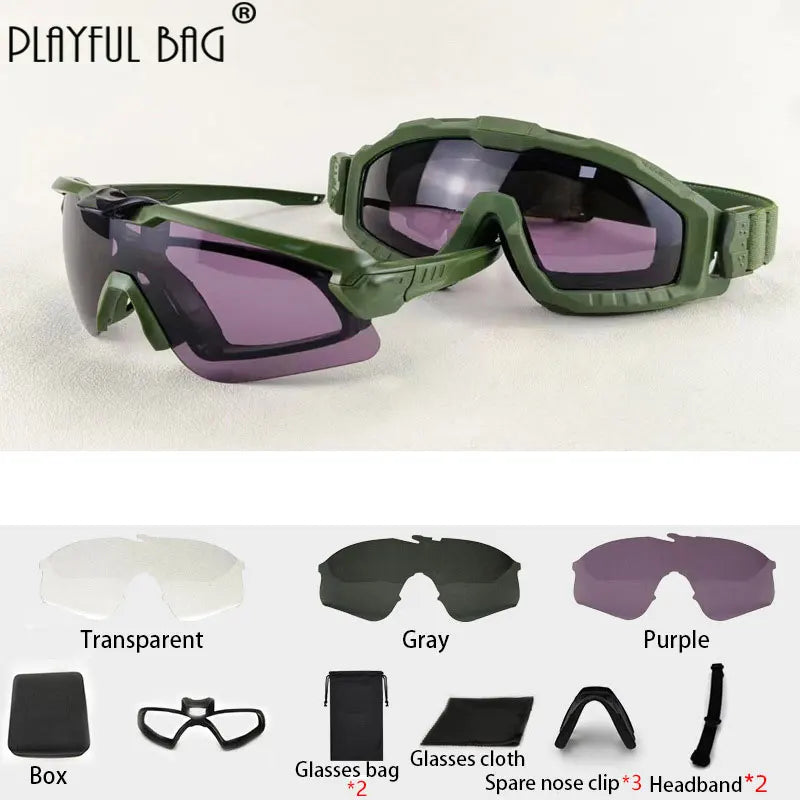 Paintball Airsoft Goggles Wargame Eye Protection Military Fans Goggles Outdoor Motorcycle Riding Windproof Glasses QG250S