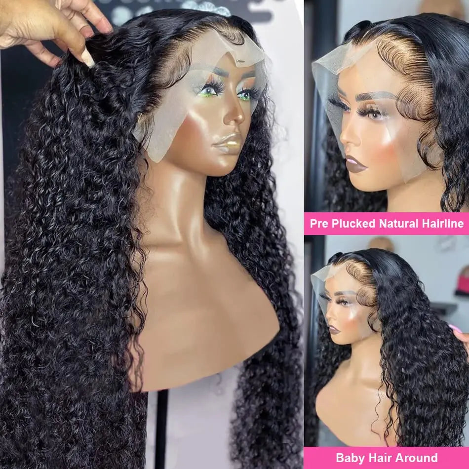 Deep Wave 13x6 Lace Front Human Hair Wig 30 40 Inches Brazilian Deep Curly Wave 13x4 HD Lace Frontal Wig Curly Wigs For Women