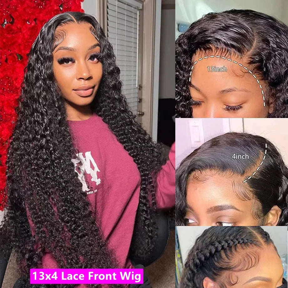 30 40 Inch Curly Human Hair Wig Hd Lace Wig 13x6 Human Hair Deep Wave Frontal Wig 13x4 Water Wave Curly Wigs For Black Woman