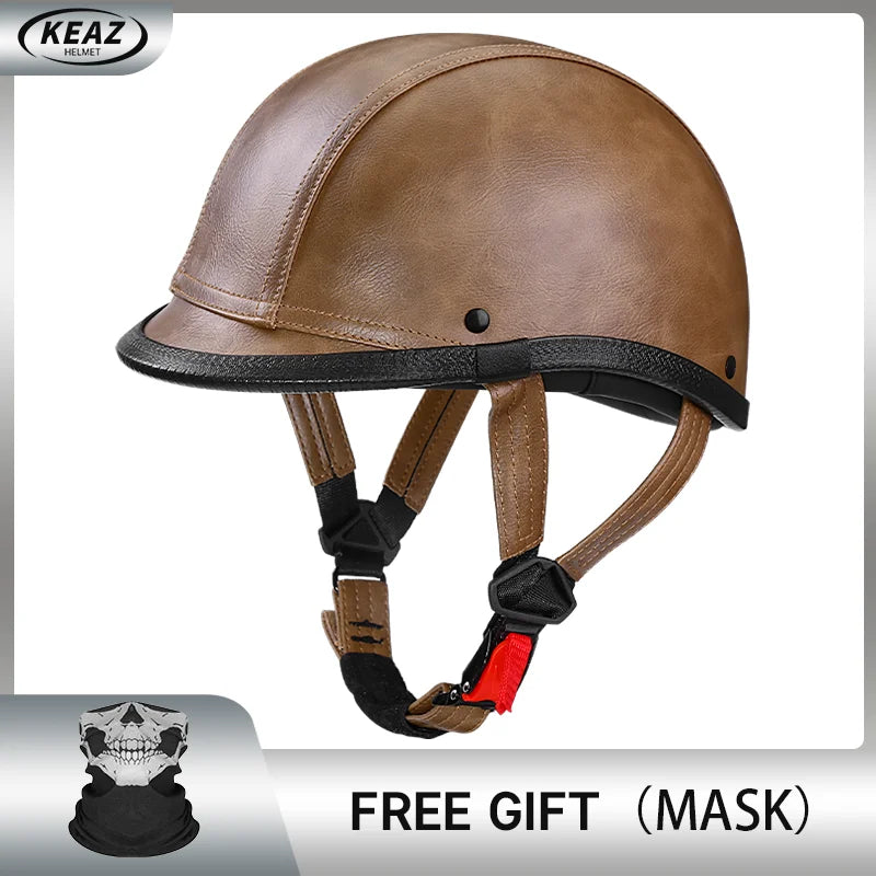 Newest Vintage Grey Motorcycle Helmet Motorcycle Ladle helmet Cruise Vintage Half Helmet German Leather Helmet Pedal Safety DOT