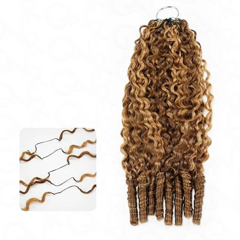 #P4/27 Highlight Burmese Curly Crochet Human Hair for Boho Braids  Crochet Weave Hair Extensions Pre Separated Miracle Knots