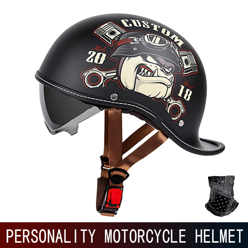 DOT motorcycle retro helmet scoop helmet for men and women summer half helmet cruise motorcycle tilt helmet commuter personality