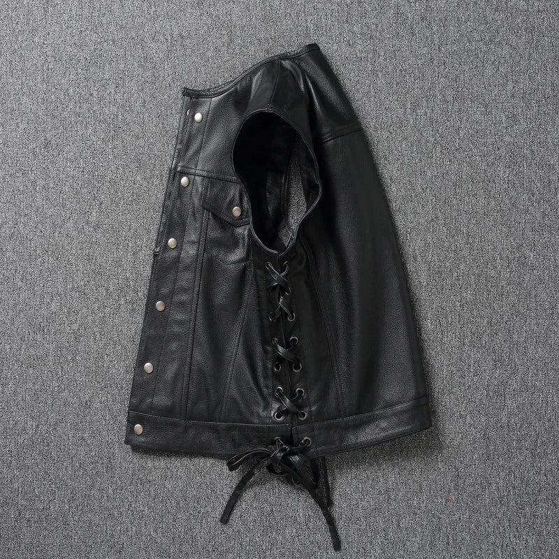 Harley Motorcycle Leather Vest Men's Sleeveless Riding Jacket Biker Vest Top Layer Cowhide Youth Casual Fashion Workwear Style
