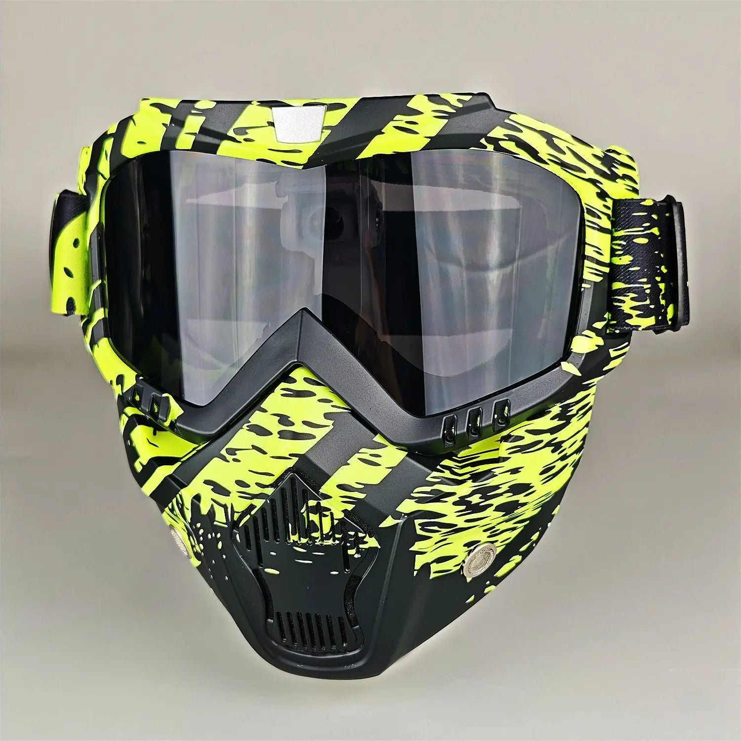 Motorcycle Glasses Riding Glases with Removable Face Mask, Removable Anti-fog Glasses, Mouth Filter, Adjustable Anti-slip Strap