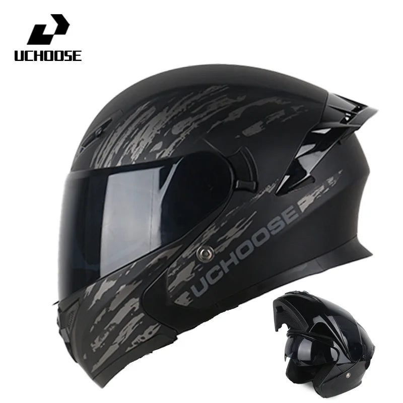 Motorcycle Helmet Dual Lens Cross-section Helmet Outdoor Cycling Flip Up Helmet Capacete Casco Moto with Bluetooth Headphones