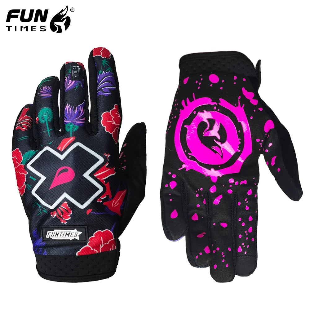 FUNTIMES Colorful Motorcycle Men's Riding Full Finger Gloves with Touchscreen Pattern Design Finger Divided Gloves