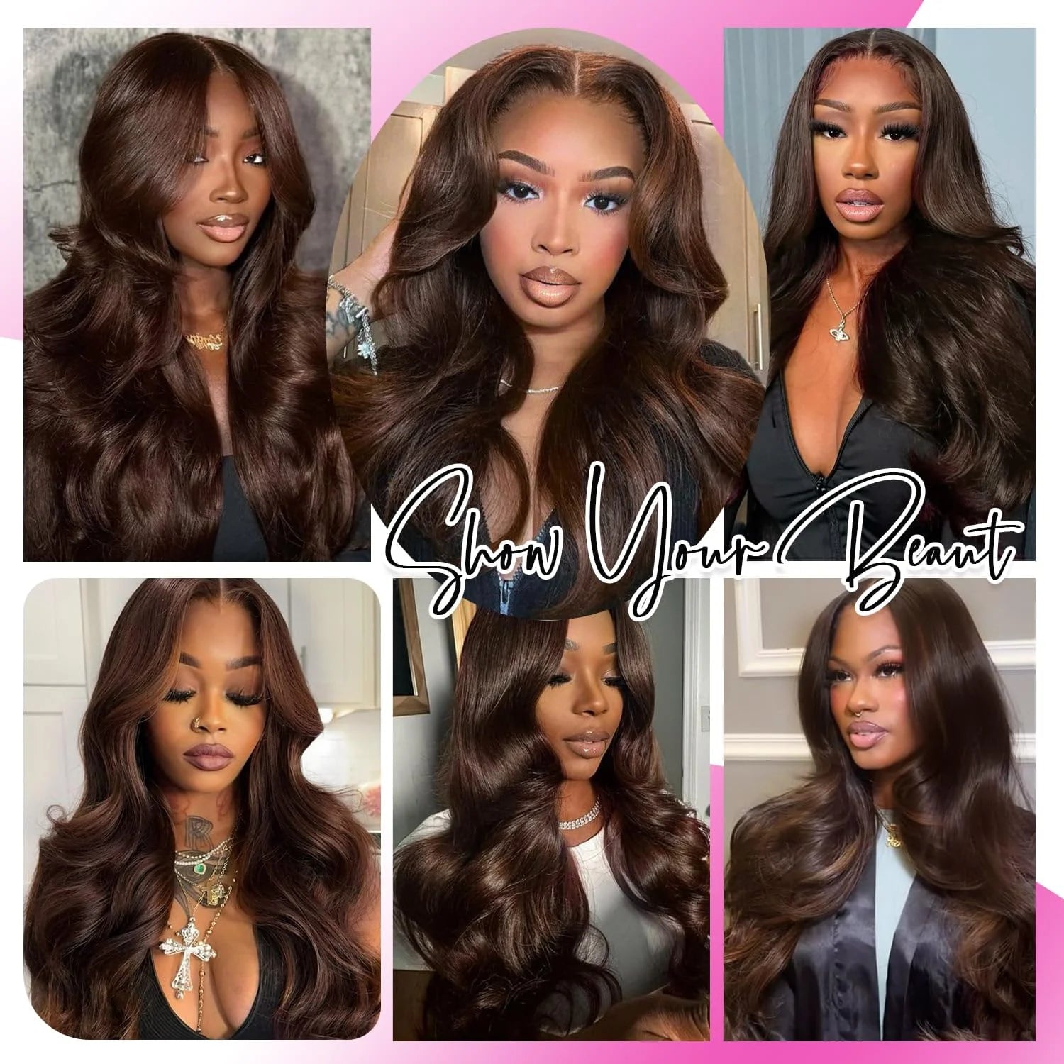 Body Wave Chocolate Brown Lace Front Wigs Human Hair Pre Plucked Brazilian Brown Remy Hair Glueless HD Frontal Wig For Women