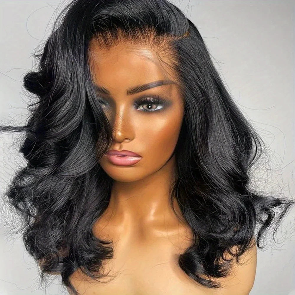 Brazilian Body Wave Bob Wig Lace Frontal Wig Human Hair Natural Hairline Short Wavy 13x4 Front Wig Preplucked Remy Hair