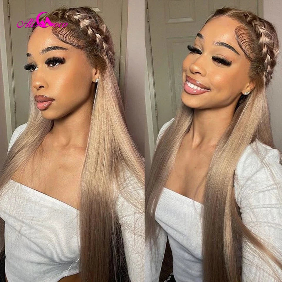 Ash Blonde Wigs Human Hair 13x4 Transparent Lace Front Wigs Human Hair 200 Density Ash Blonde Straight Lace Front Wigs for Women