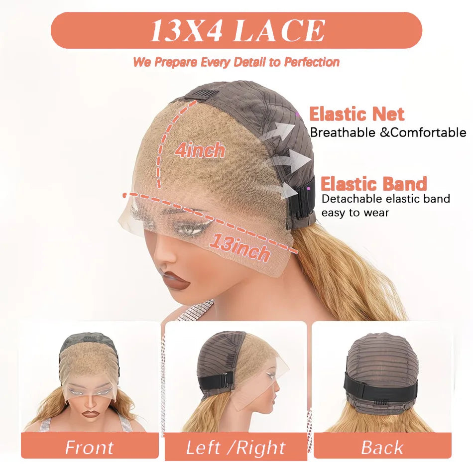 Honey Blonde Body Wave Lace Front Wig Human Hair #27 Colored Human Hair Wig PrePlucked 13x6 HD Lace Frontal Wigs For Black Women