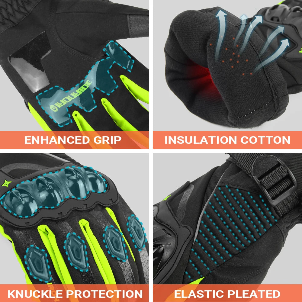 New Motorcycle Gloves For Winter Windproof Waterproof And Warm Riding Motorcycle Anti Drop Touch Screen Full Finger Gloves