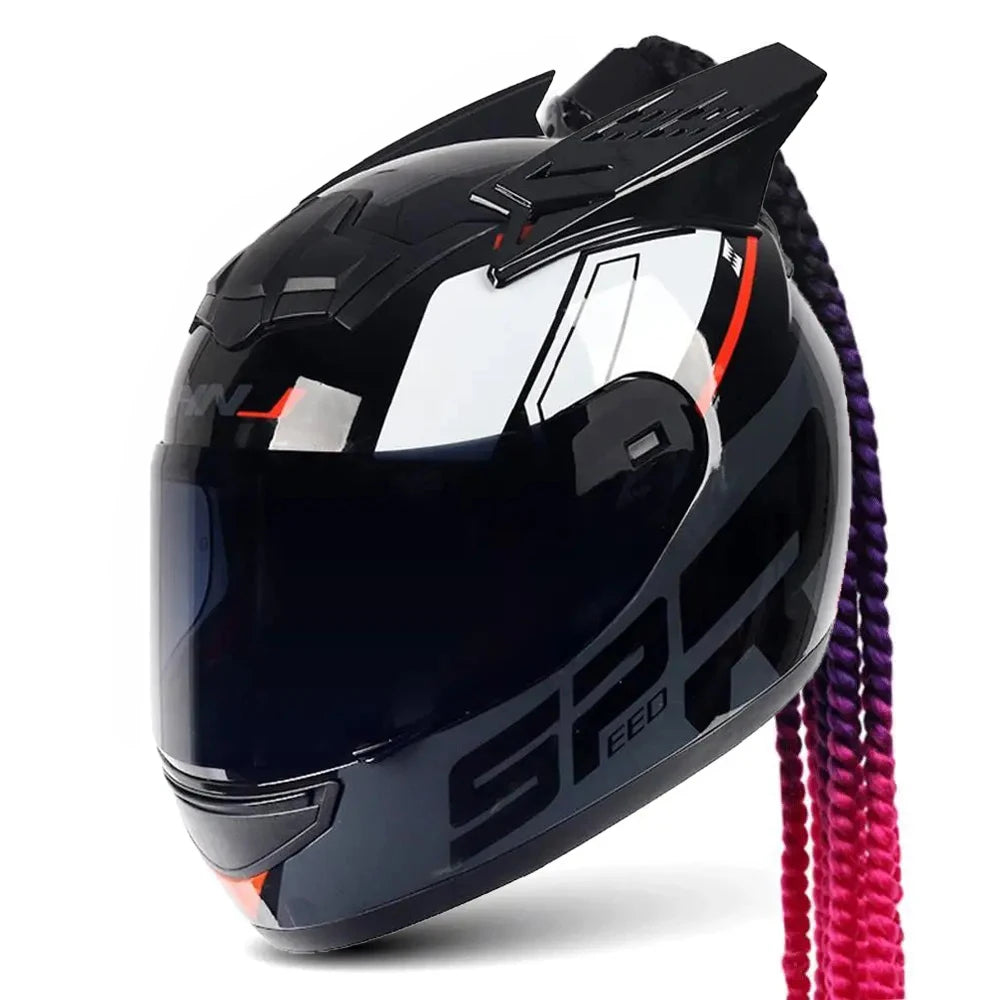 Matte Black Dreadlocks Full Face Biker Helmet Wear-Resistant Motorcycle Equipment Anti-Fall Motocross Kask Breathable Protection