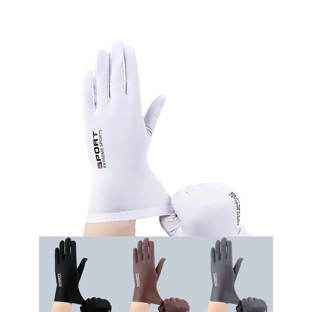 Summer Gloves Men Ice Silk Sun Proction Driving Glove Fishing Gloves Breathable Cycling Hiking Glove Full Finger Gloves