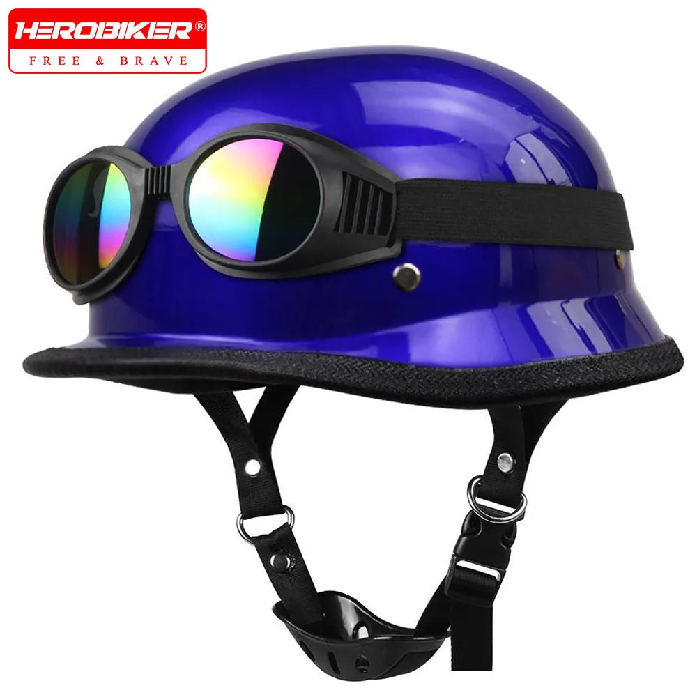 DOT Certification Half Helmet Retro Motorcycle Helmet German Vintage Moto Helmet Fashion Capacete De Moto Men Women Casco Moto