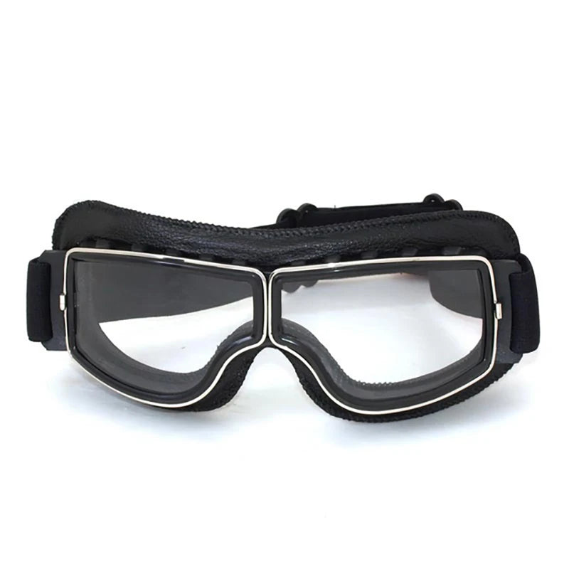 Motorcycle Helmet Glasses–Retro Windproof Sunglasses with Leather Frame–Lightweight Foldable&Universal Fit–Perfect for riding