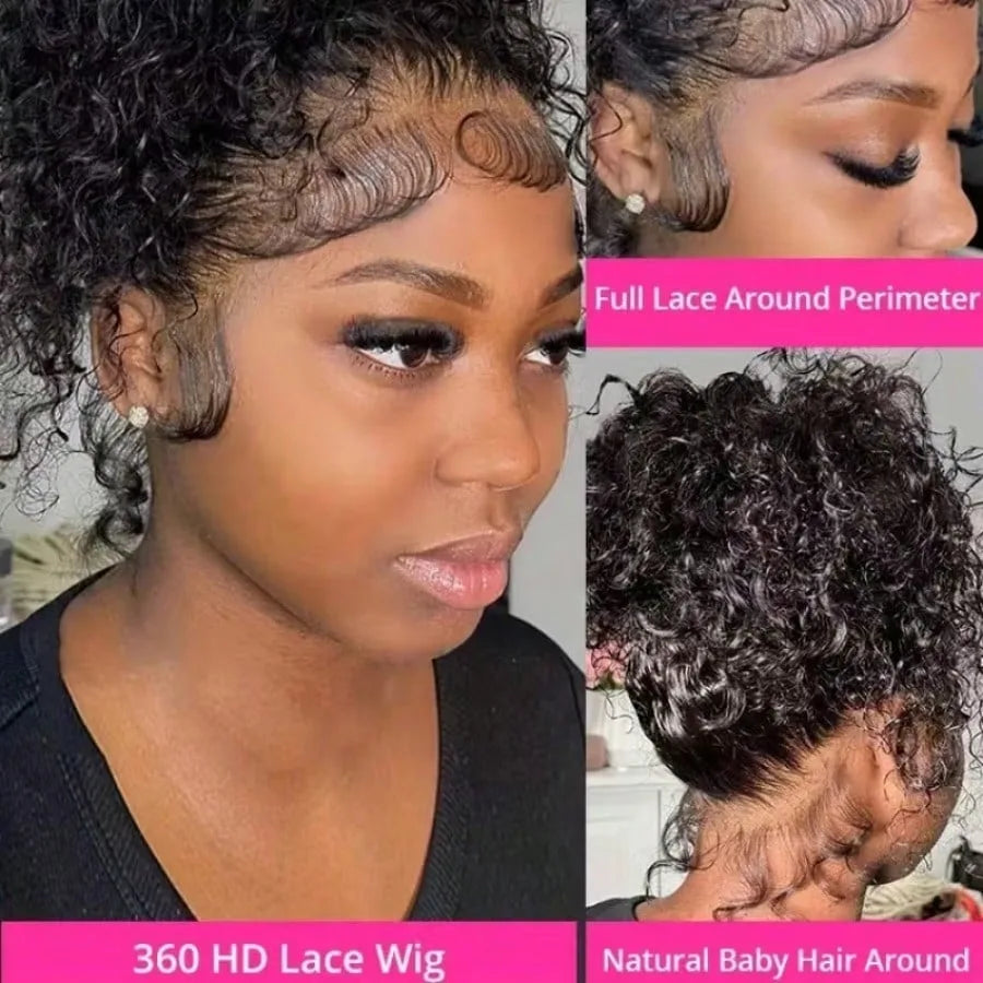 360 HD Full Lace Curly Wigs Human Hair Preplucked 13x6 13x4 Lace Frontal Wig Deep Wave Glueless Human Hair Ready To Wear 30Inch