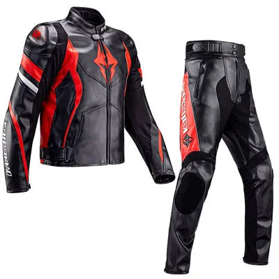 Men Women Motorcycle Riding Suit Waterproof Winter Warm Racing Jacket Pants Set Windproof Anti-Fall Riding Leather Clothing