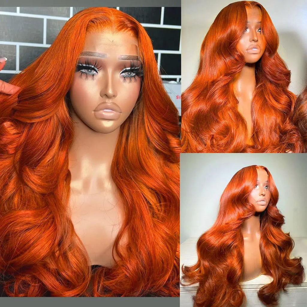 Ginger Body Wave Hd Lace Wig 13x6 Human Hair 250 Density Colored Brazilian Pre Plucke 13x6 Hd Lace Real Human Hair Wig For Women