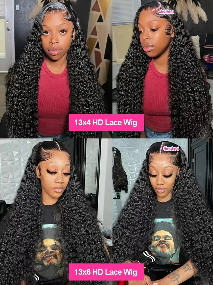 250% Density 13x6 Hd Lace Frontal Wig Deep Wave Curly Raw Human Hair Preplucked Water Wave Front Wigs For Black Women Brazilian