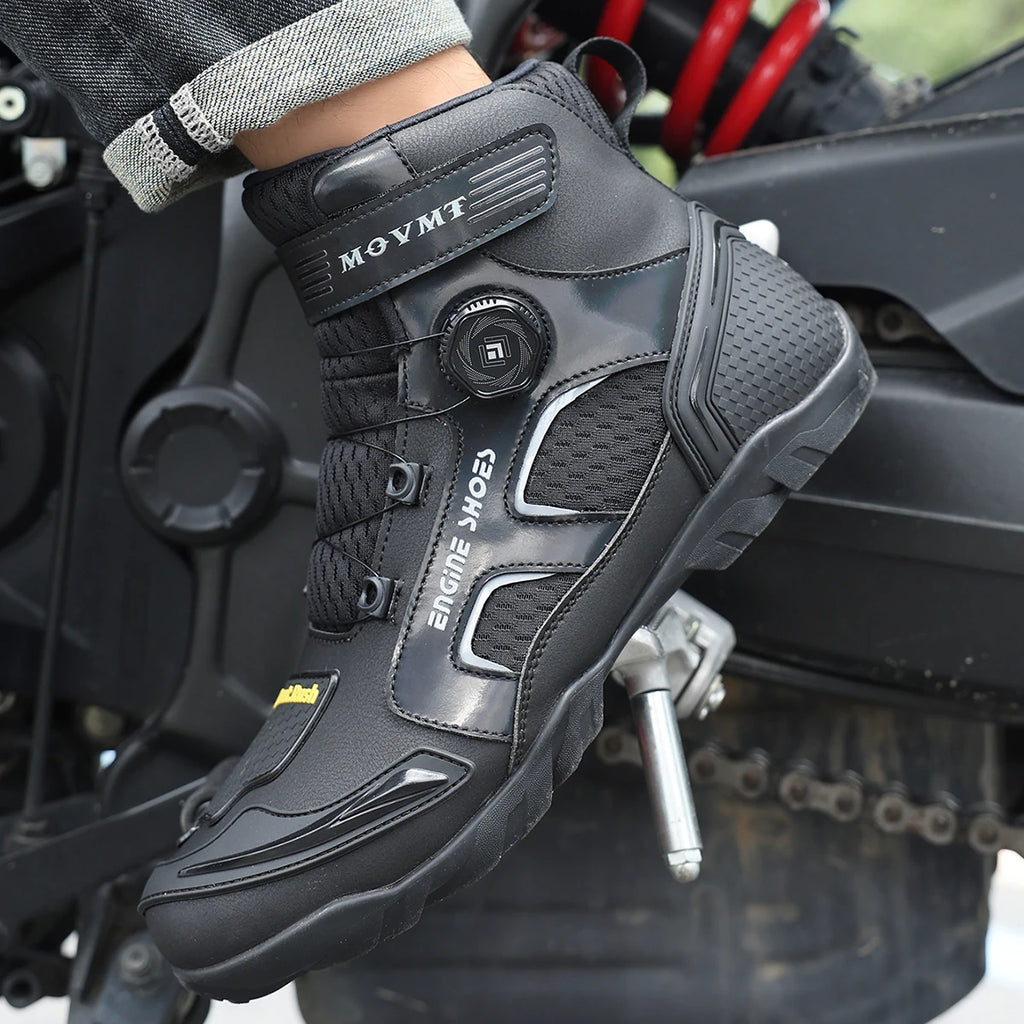 New Motorcycle Boots Men Leather Motos Breathable Anti Slip Wear-resistant Riders Boots Motorbike Racing Ankle Length Shoes