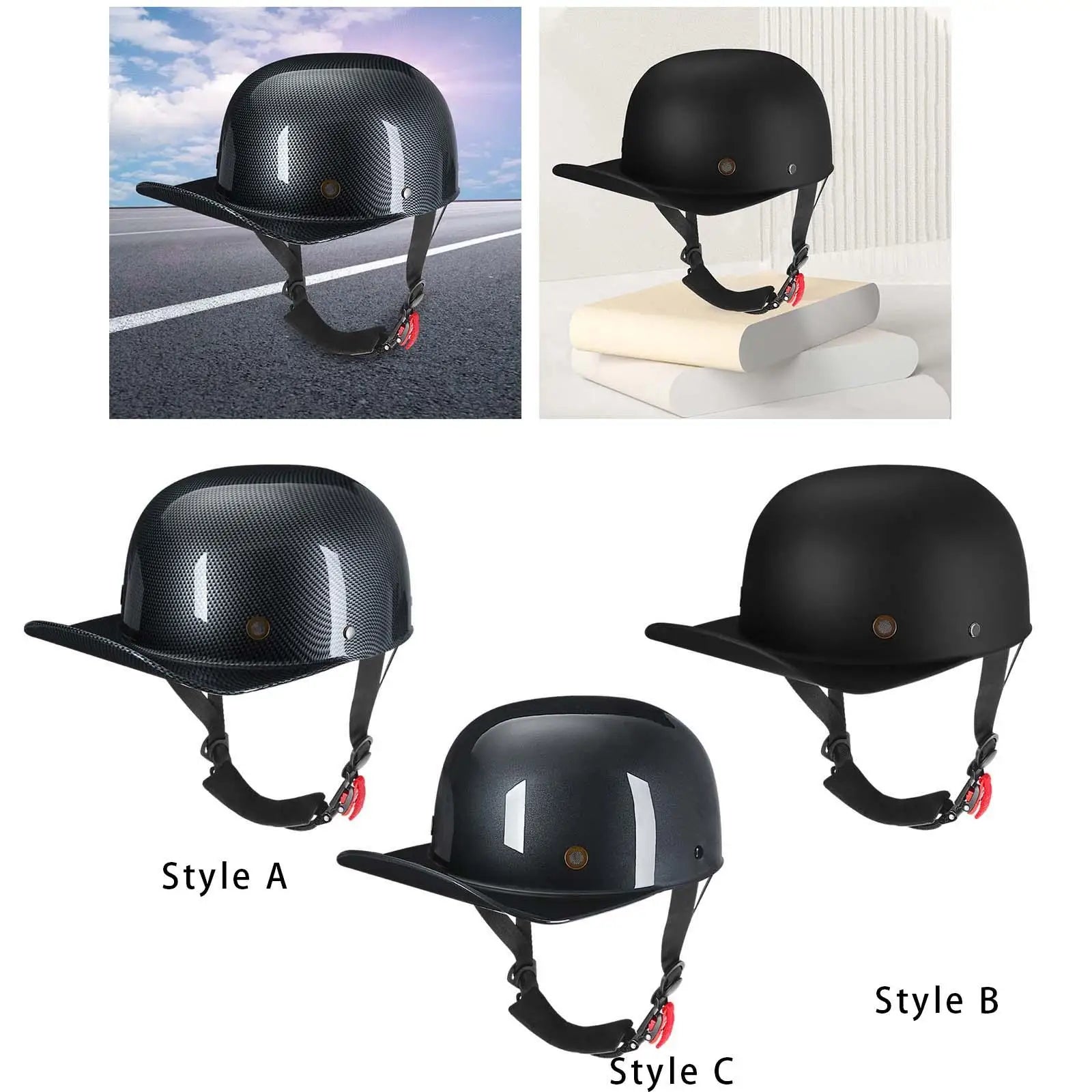 Retro Motorcycle ATV Helmet Open Face Helmet Strong and Drop Resistant Half Helmet for Head Circumference 58-60cm