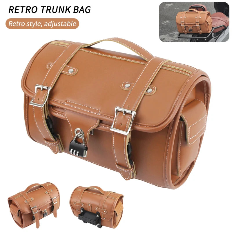 Motorcycle Rear End Bag mopeds Retro Bag Retro Style Back Seat Leather Waterproof bag Moto Acessorios Highcapacity Universal