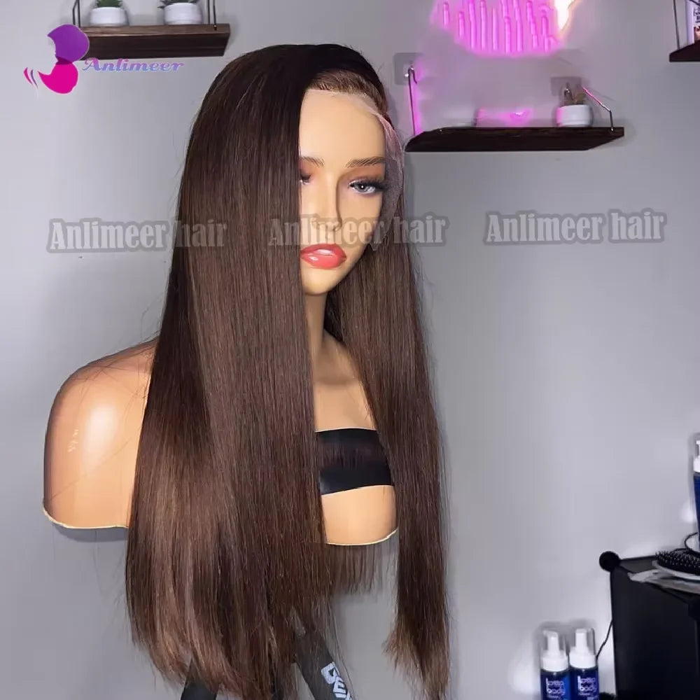 360 Lace Front Wigs Dark Brown Pre Plucked Straight Chocolate Brown Colored 100% Human Hair Wigs 5x5PU Closure Wigs Human Hair