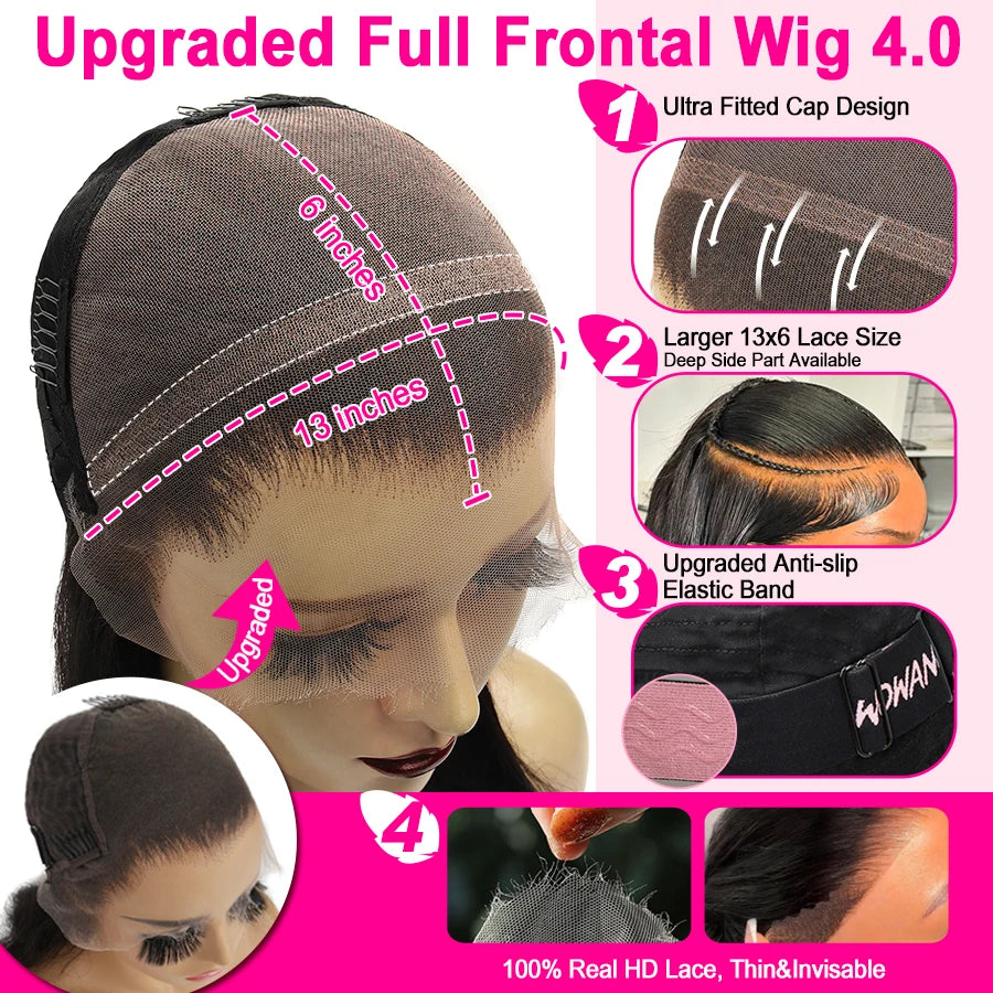 WOWANGEL 250 Density Curly Wigs 13x6 HD Lace Frontal Wig 100% Human Hair Pre Plucked Water Wave Wigs For Women Brazilian Hair