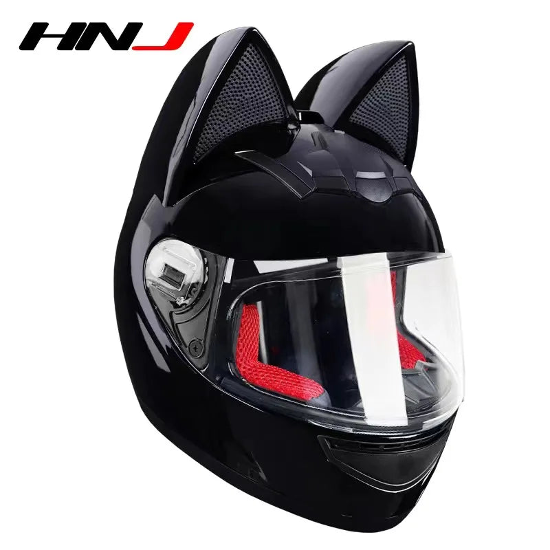 2022 Motorcycle Cat Ear Helmet Capacete Casque Full Face Helmet Women Moto Ear Helmets Personality Motorbike Helmet Motocross