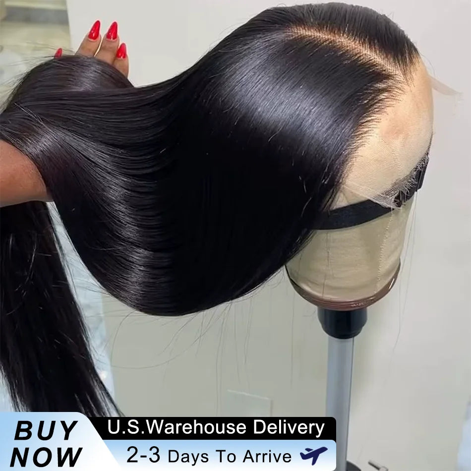 40 50 Inch Straight Human Hair Wig 13x6 HD Lace Frontal  Human Hair Wigs 250 Density Remy Pre Plucked Lace Front Closure Wig